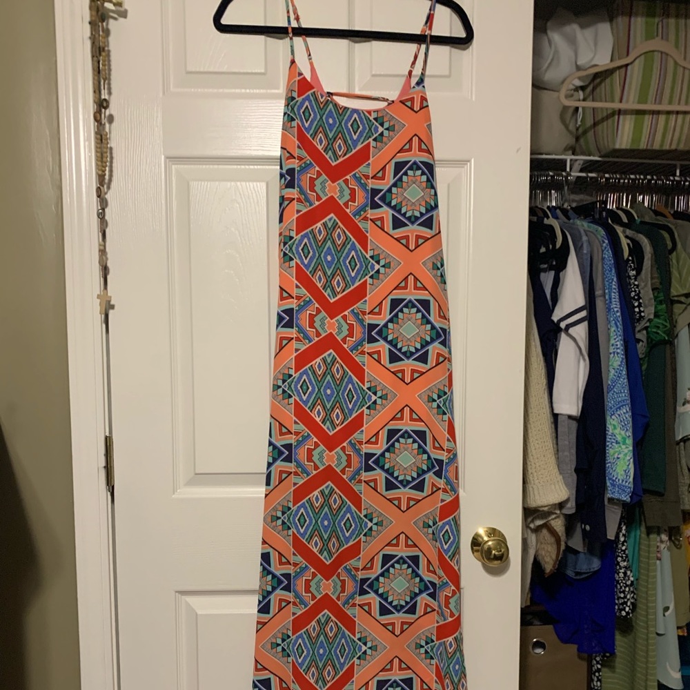 Printed maxi dress with slit